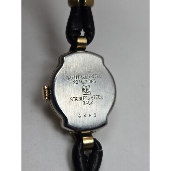 Vintage Helvetia 4483 Swiss Manual Wind Ladies Watch 20 Micron Gold Leather Band main image 6
